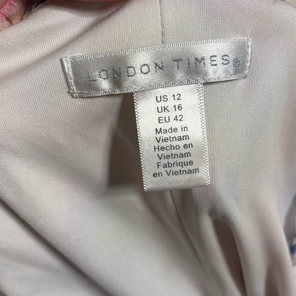 London Times Multicolor water colors tie dye Maxi Dress sleeveless faux wrap 12 - Picture 12 of 15